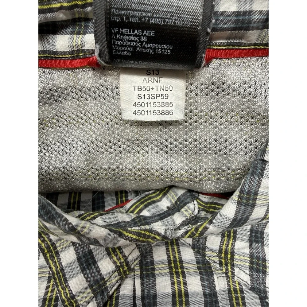 Men's North Face Plaid Button Up‎ Outdoor Short Sleeves Shirt Size Medium